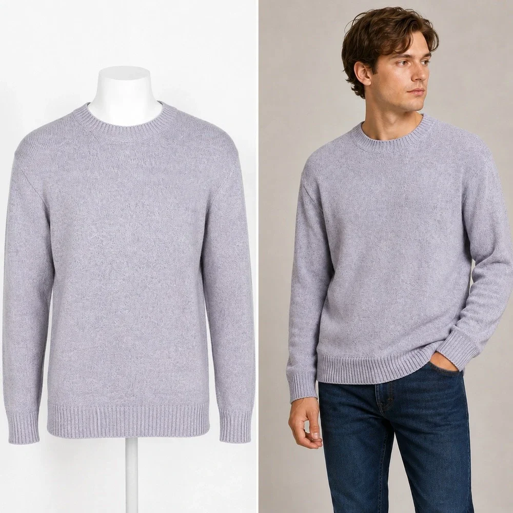 Banana Republic Sweater Mens XL Tall Gray Linen Cotton Knit Crewneck Pullover